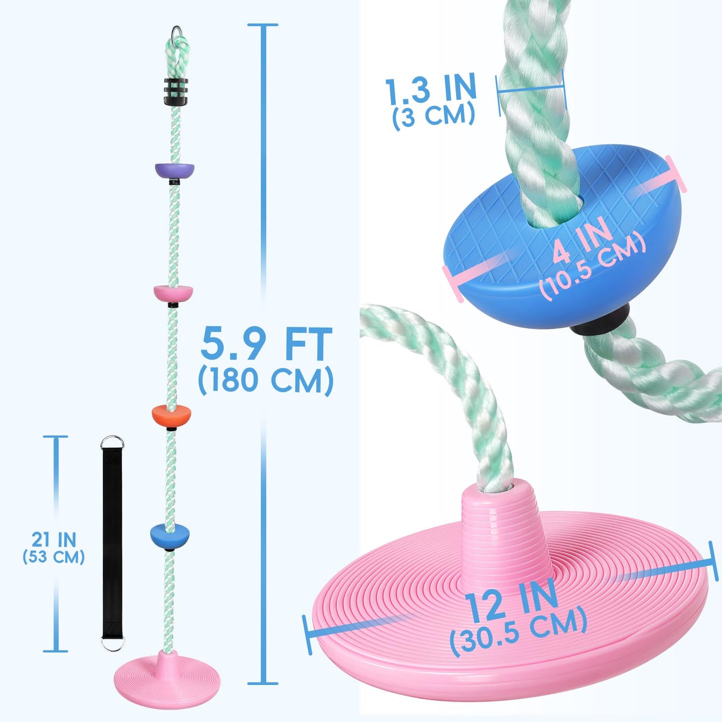 ZNCMRR Candy Pink Tree Swing for Kids – Outdoor Rope Disc Swing
