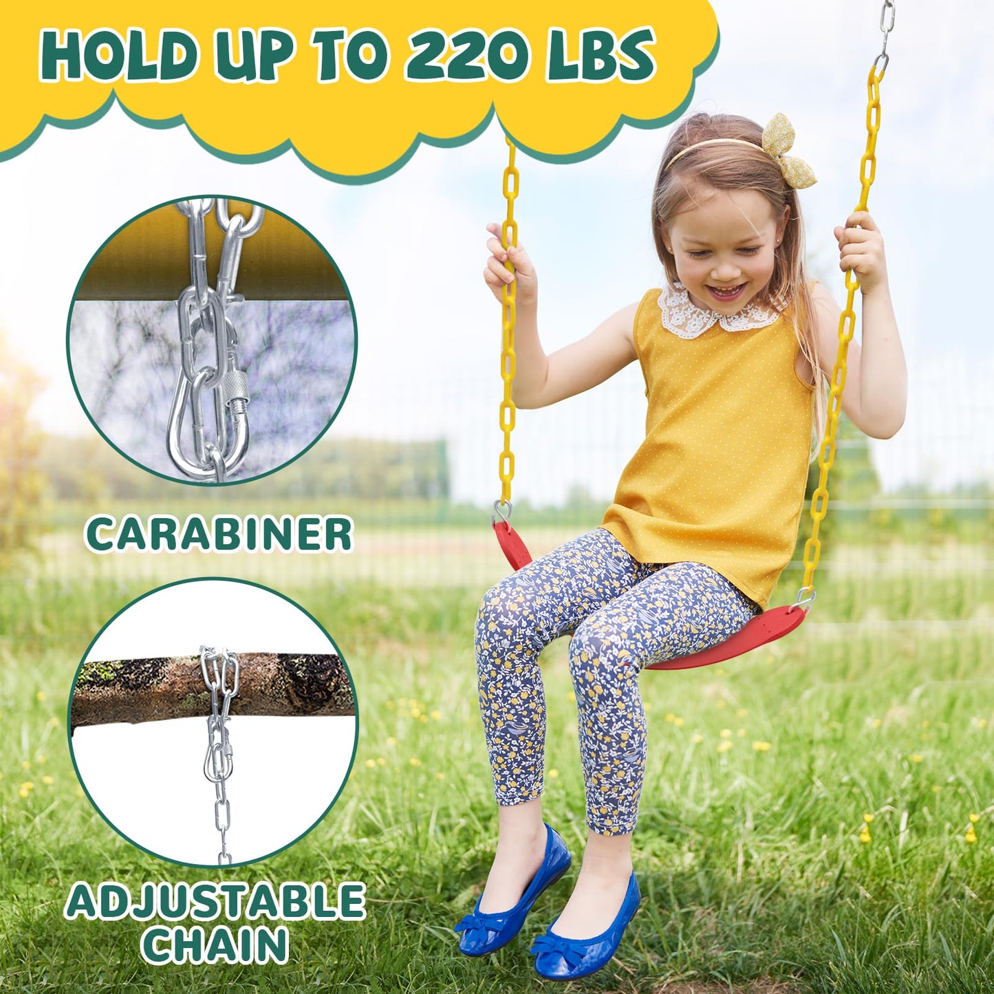 ZNCMRR Tree Swing Set – Heavy Duty Disc & Seat Swing (Red)
