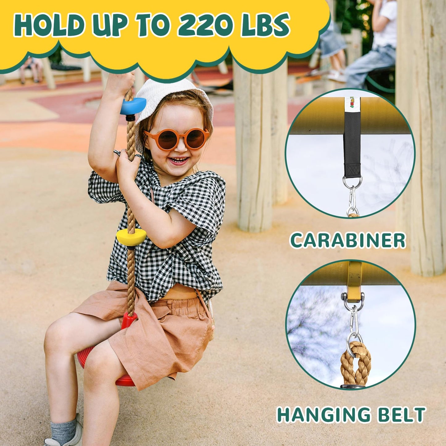 ZNCMRR Tree Swing Set – Heavy Duty Disc & Seat Swing (Red)