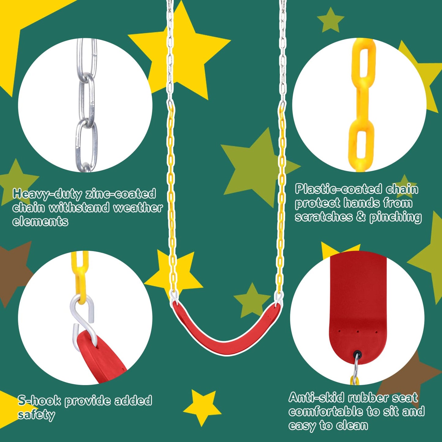 ZNCMRR Tree Swing Set – Heavy Duty Disc & Seat Swing (Red)