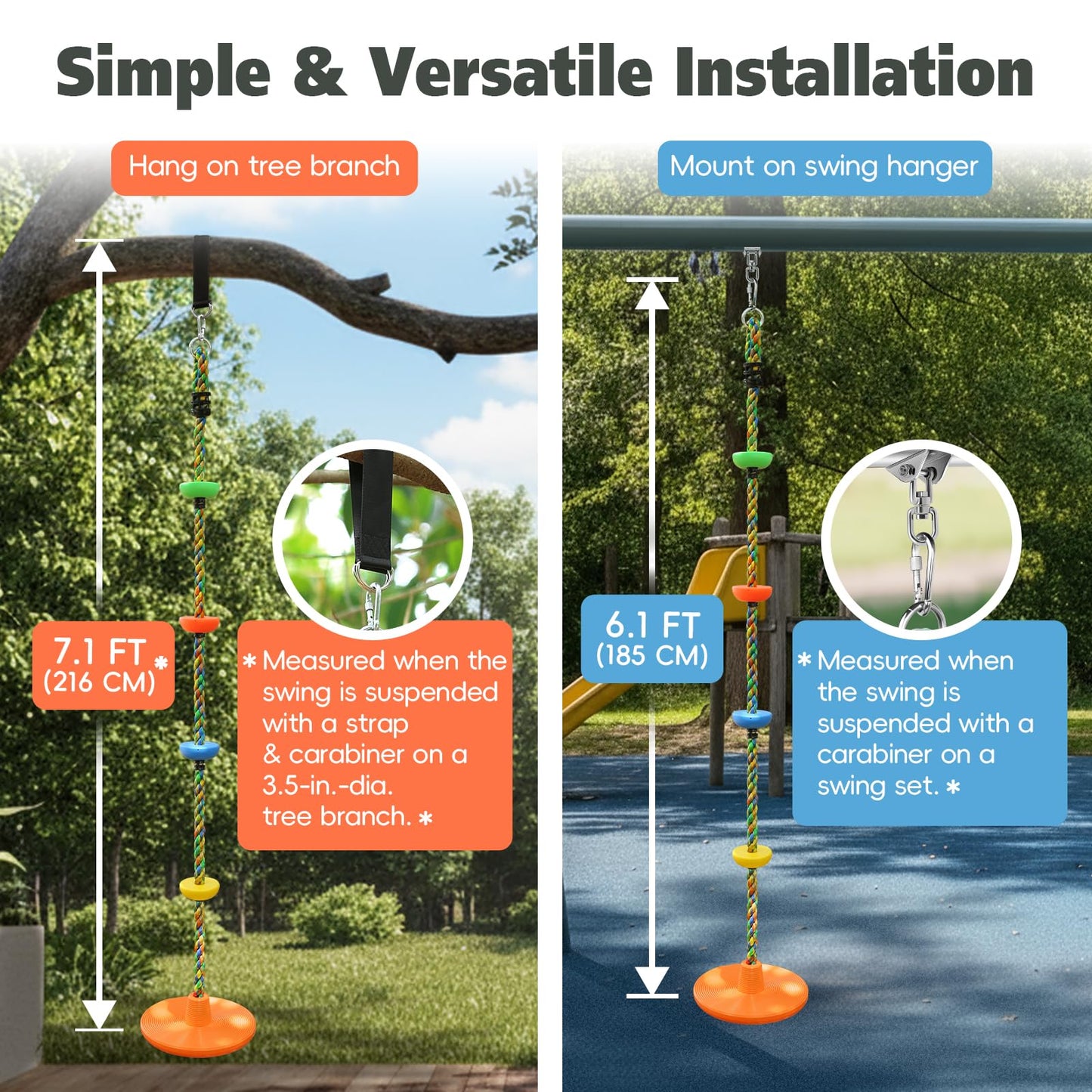 ZNCMRR Tree Swing for Kids – Heavy-Duty Disc Swing with Climbing Rope