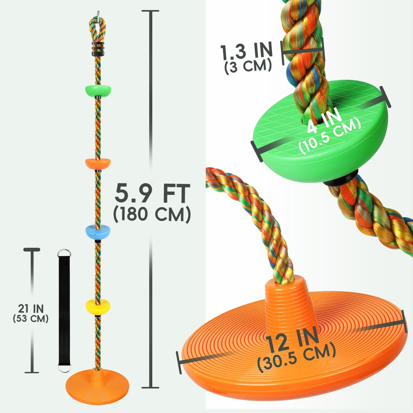 ZNCMRR Tree Swing for Kids – Heavy-Duty Disc Swing with Climbing Rope