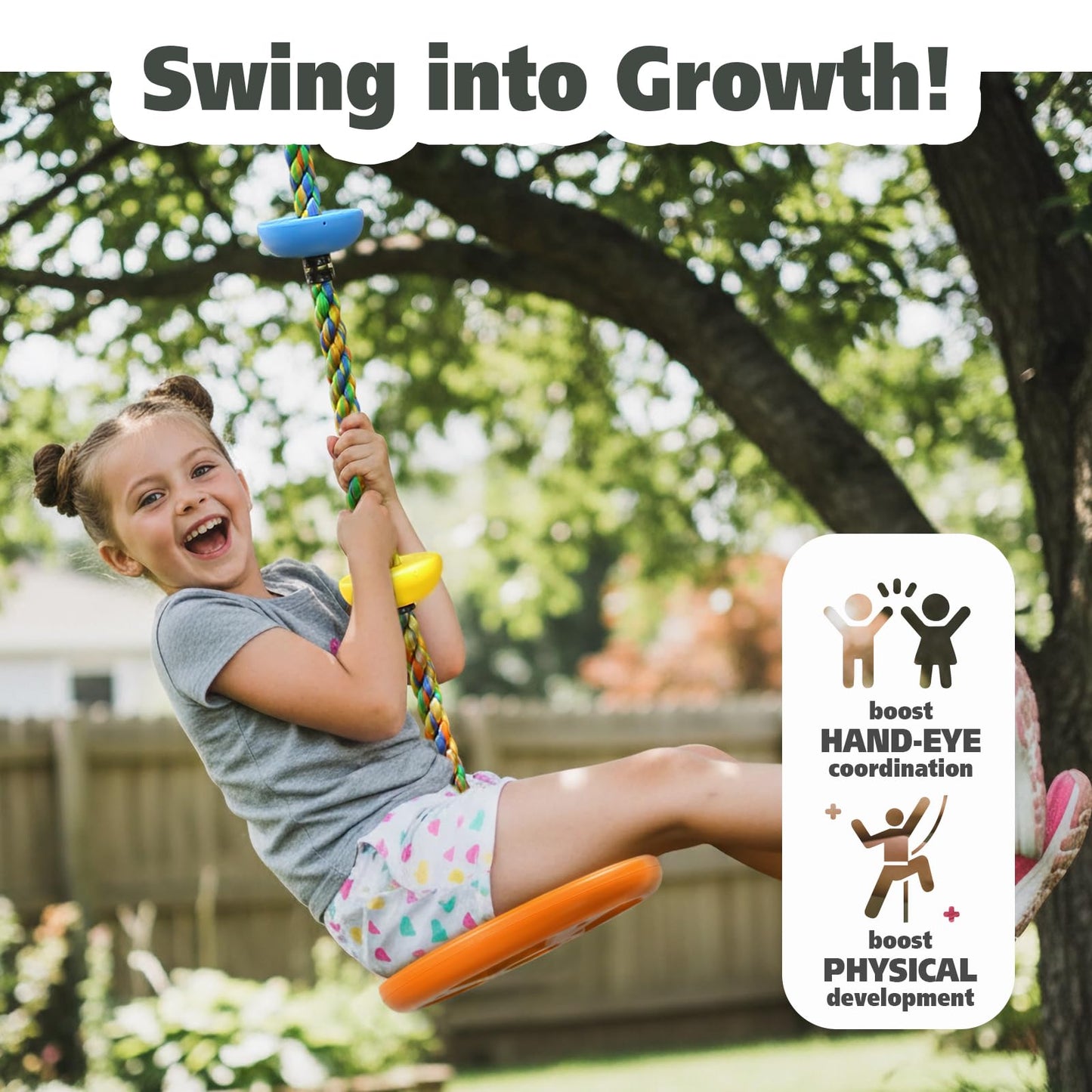 ZNCMRR Tree Swing for Kids – Heavy-Duty Disc Swing with Climbing Rope
