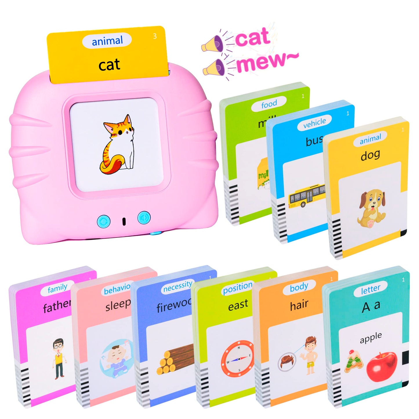 ZNZ 510 Talking Flash Cards for Toddlers 2-4 | 255 Cards + Reader | Montessori & Sensory Toys