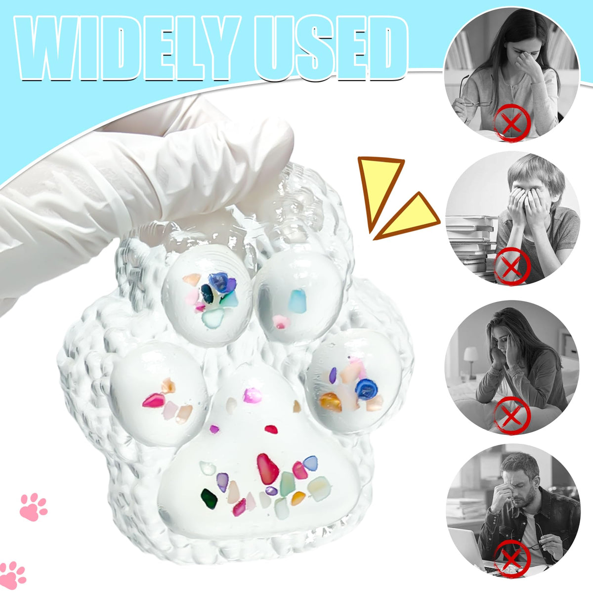 Zoacrn Big Taba Squishy Paw – 4.2in Clear Cat Paw Squeeze Toy, Desk Fidget & Stress-Relief Toy