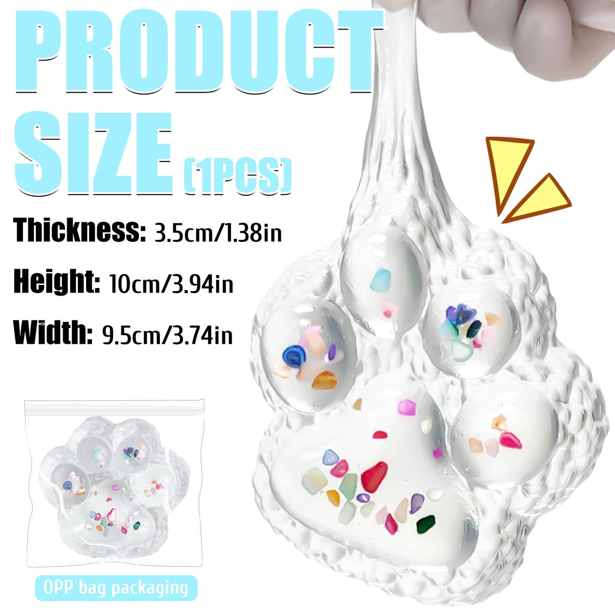 Zoacrn Big Taba Squishy Paw – 4.2in Clear Cat Paw Squeeze Toy, Desk Fidget & Stress-Relief Toy