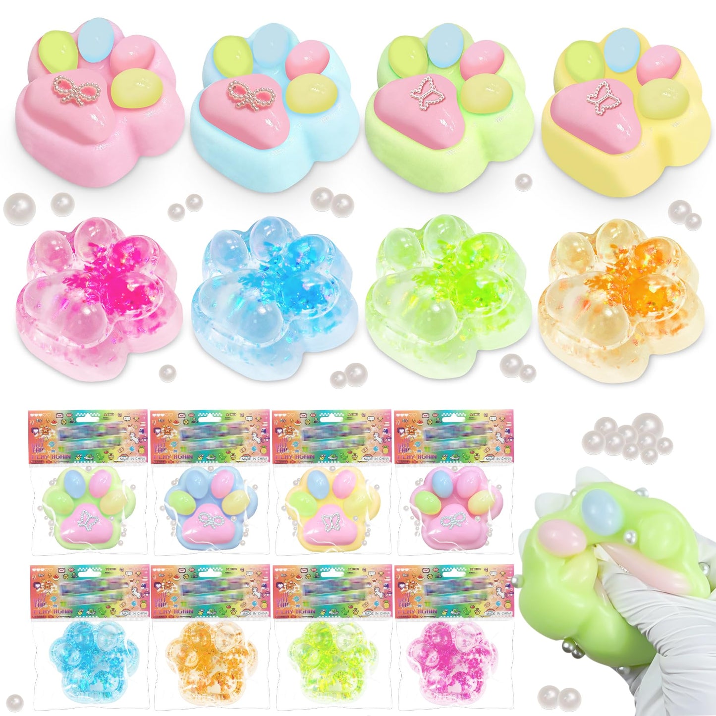 Zoacrn Taba Squishies Paw – 8 Cat Paw Squeeze Toys for Fidgeting and Focus