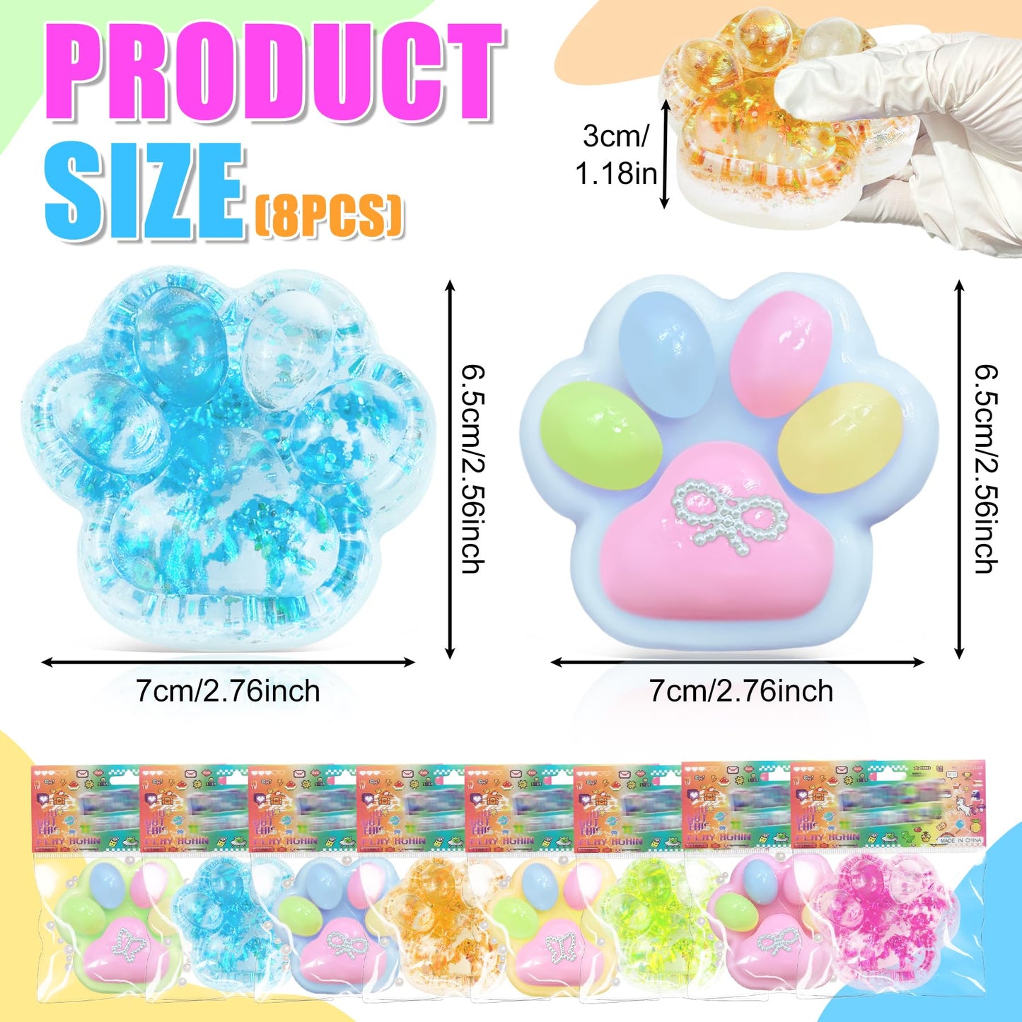 Zoacrn Taba Squishies Paw – 8 Cat Paw Squeeze Toys for Fidgeting and Focus