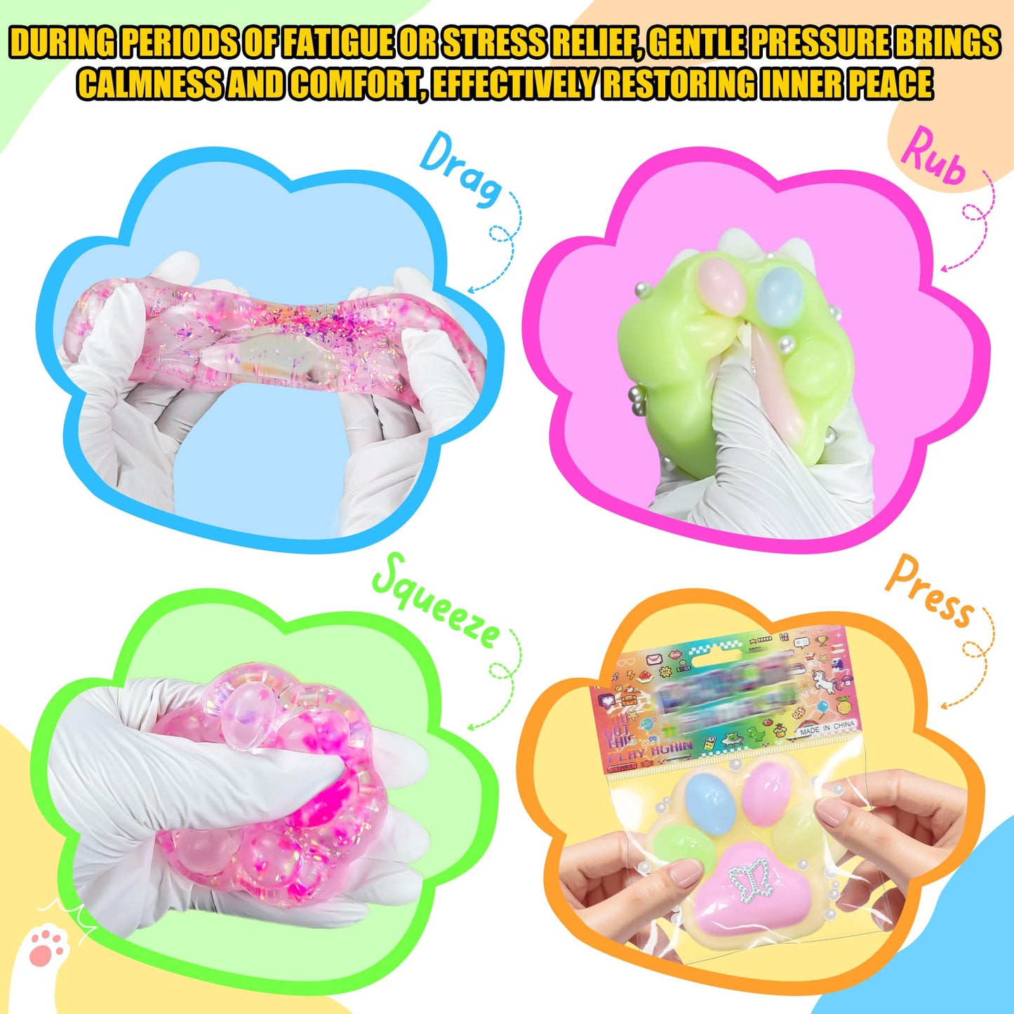 Zoacrn Taba Squishies Paw – 8 Cat Paw Squeeze Toys for Fidgeting and Focus