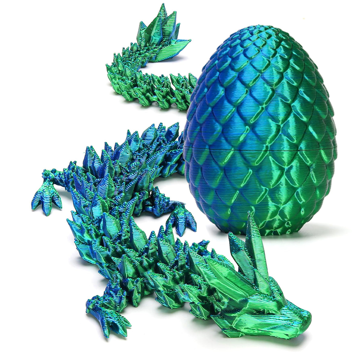 Zobetro 3D Printed Dragon Egg – Articulated Crystal Dragon Inside, Executive Desk Toy & Gift (Green)