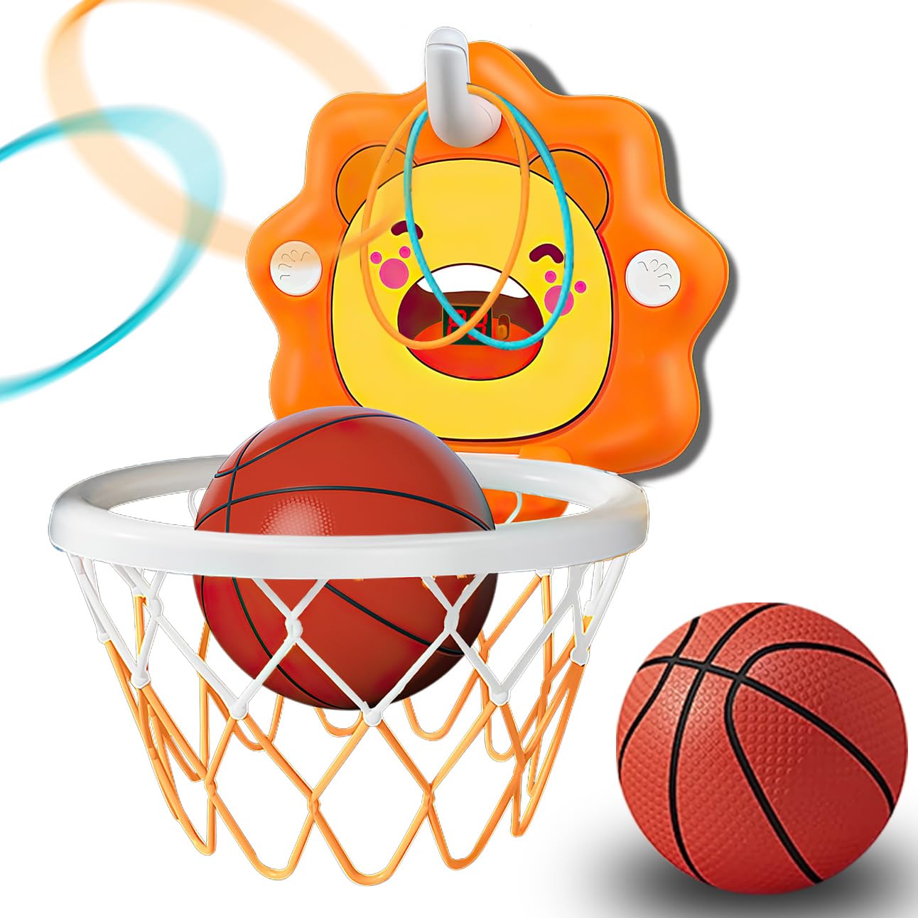 ZOENMG Toddler Basketball Hoop Indoor Toy – Adjustable Height & Portable Scoreboard (Orange, Large)