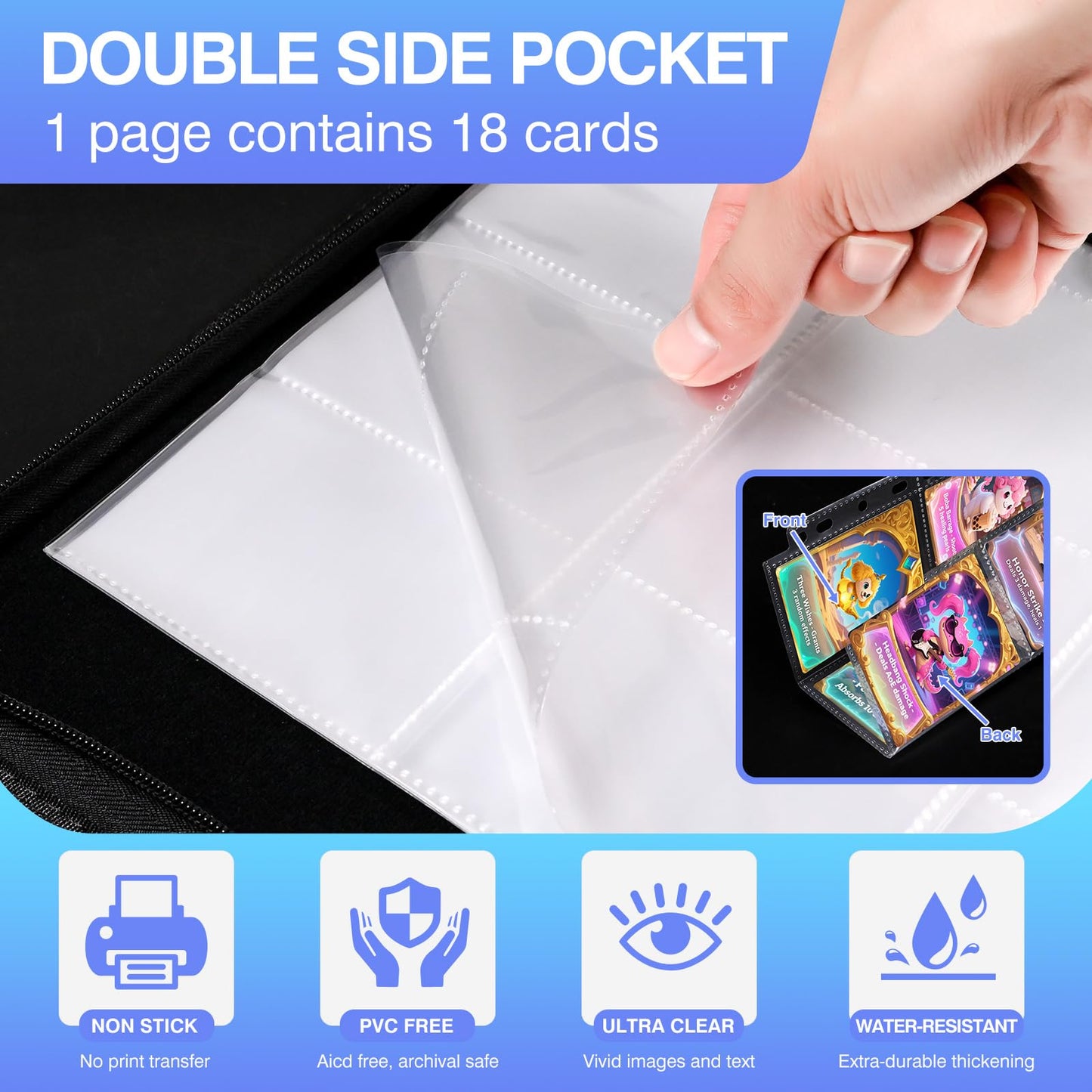 Zofly 30-Pack 540-Pocket Binder Pages — Double-Sided 9-Pocket Card Sleeves