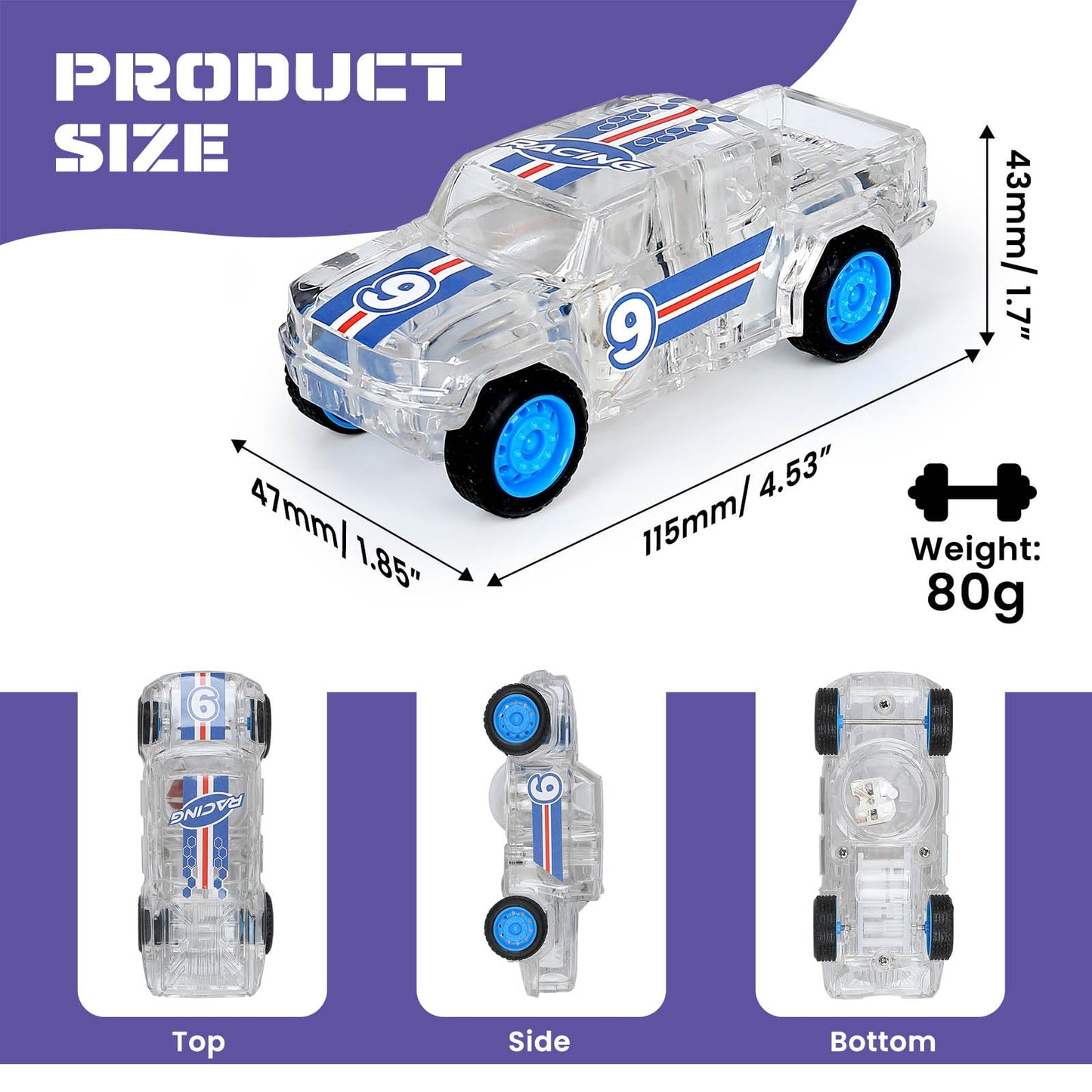 ZOHANINDL LED Light-Up Monster Truck Toys - 2 Pack Pull-Back Cars for Toddlers