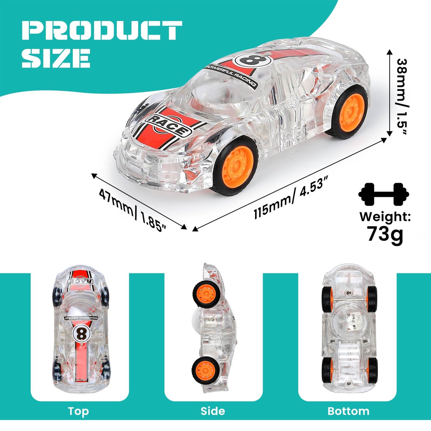 ZOHANINDL LED Light Up Pull Back Car Toys (2 Pack) – Glowing Race Cars for Kids 3–8 | Batteries Included