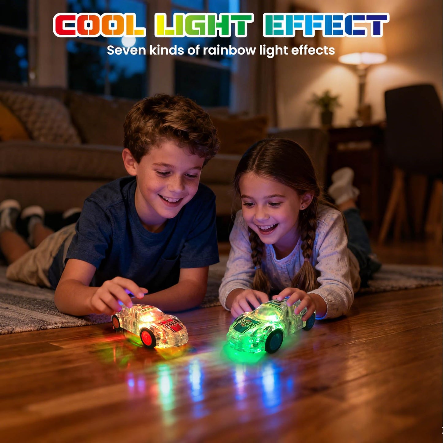 ZOHANINDL LED Light Up Pull Back Car Toys (2 Pack) – Glowing Race Cars for Kids 3–8 | Batteries Included