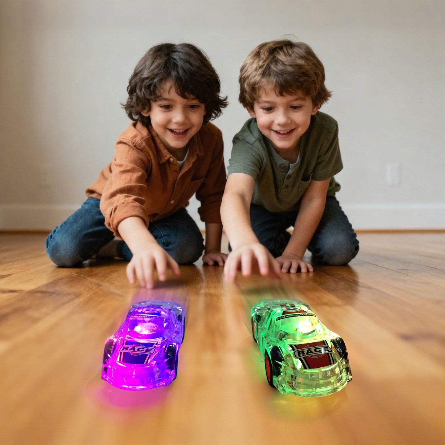 ZOHANINDL LED Light Up Pull Back Car Toys (2 Pack) – Glowing Race Cars for Kids 3–8 | Batteries Included
