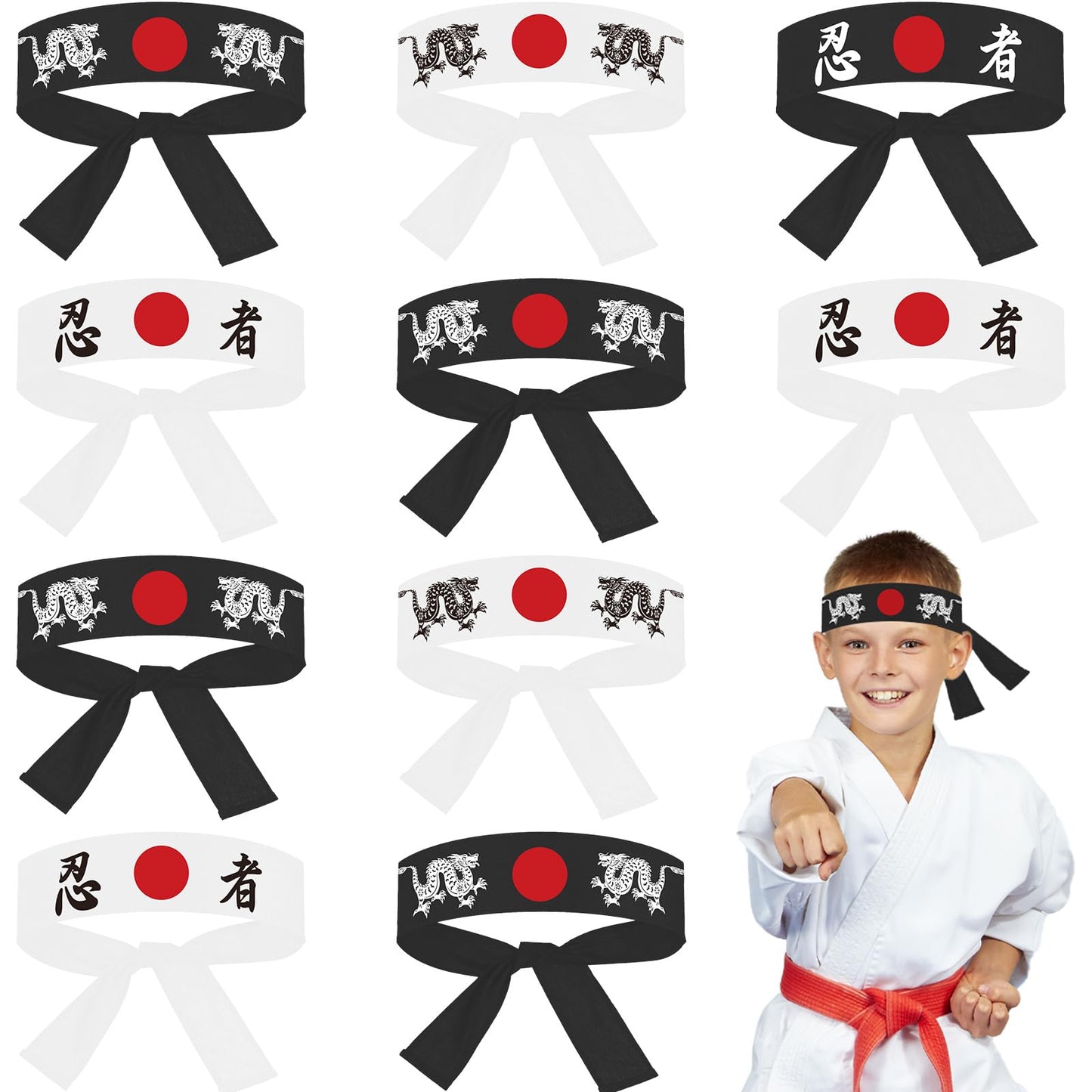 ZOIIWA 24Pcs Karate Headbands – Japanese Sushi Chef Bandana Headwear for Karate, Kitchen, and Party Favors