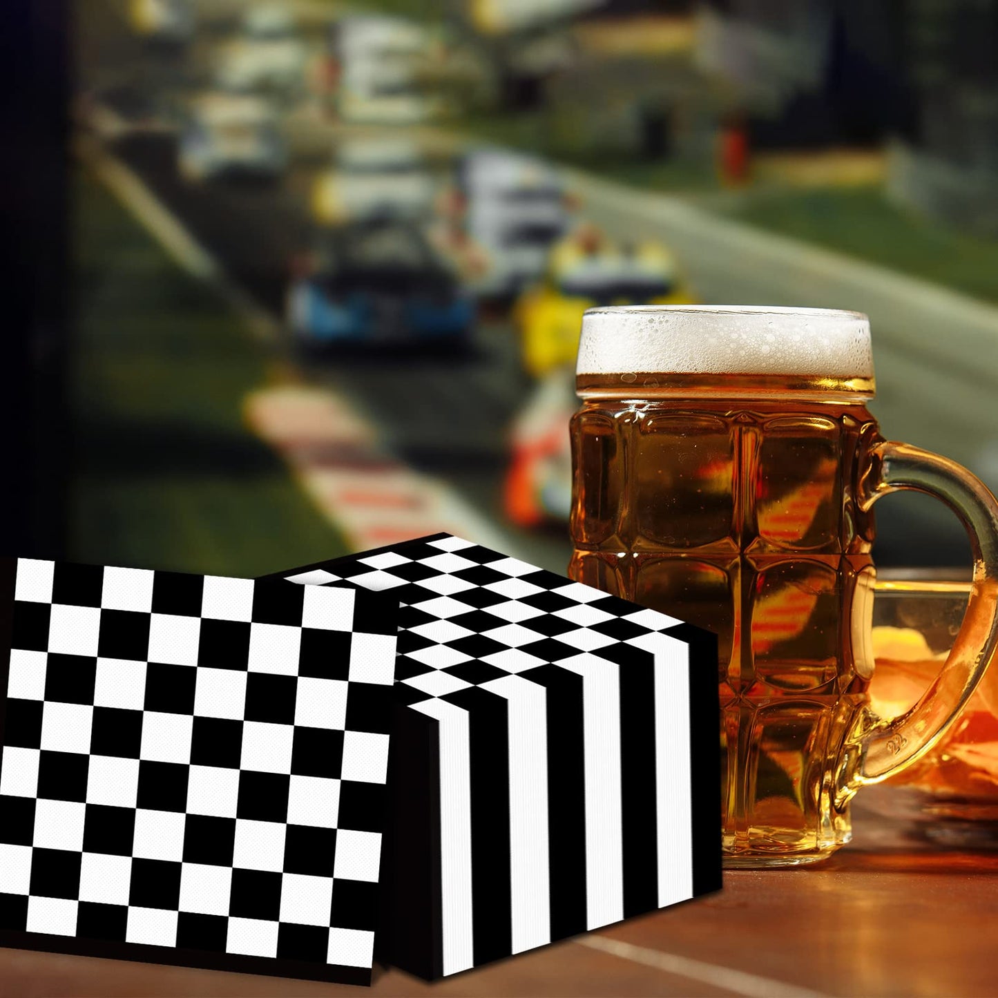 ZOIIWA 50 Pack Black & White Checkered Napkins | Disposable Race Car Party Supplies