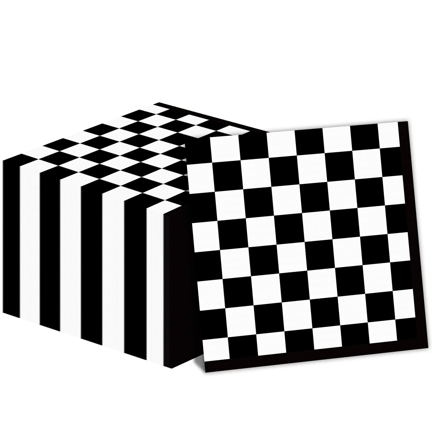 ZOIIWA 50 Pack Black & White Checkered Napkins | Disposable Race Car Party Supplies