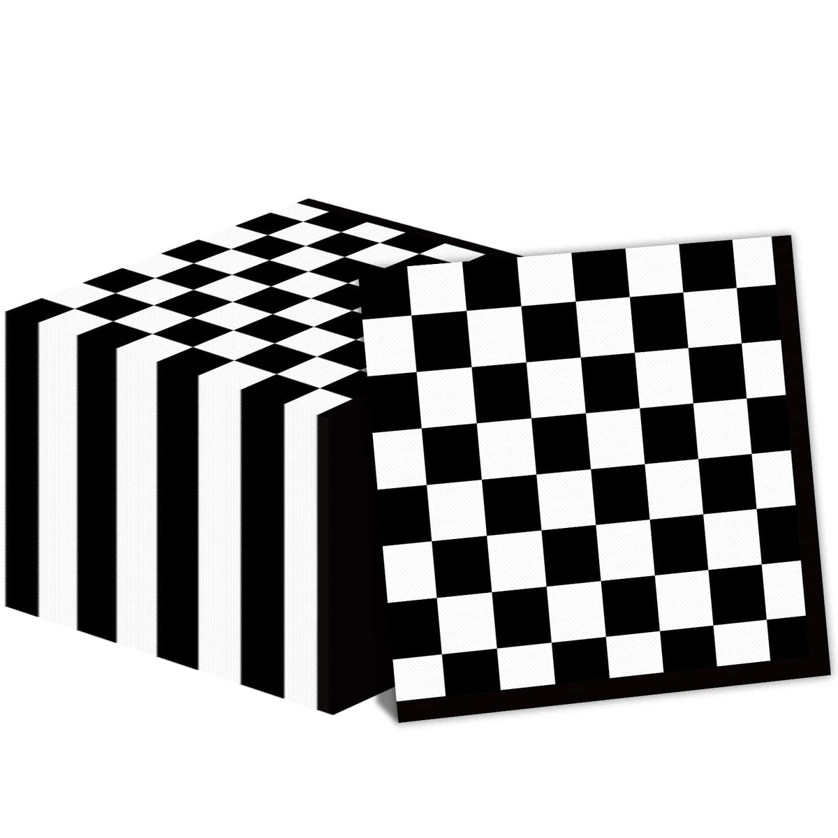 ZOIIWA 100 Pack Black & White Checkered Flag Napkins | Race Car Party Supplies