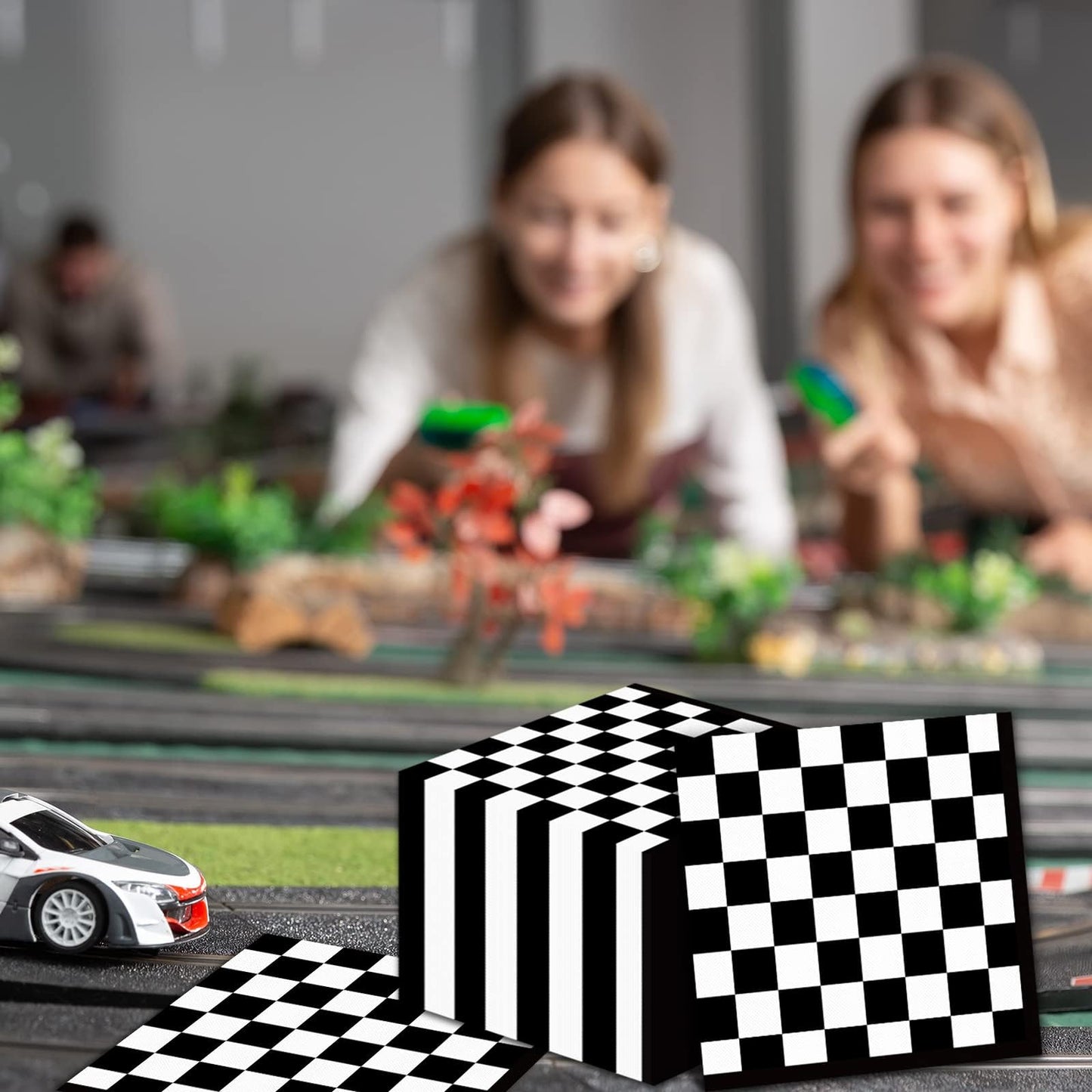 ZOIIWA 100 Pack Black & White Checkered Flag Napkins | Race Car Party Supplies