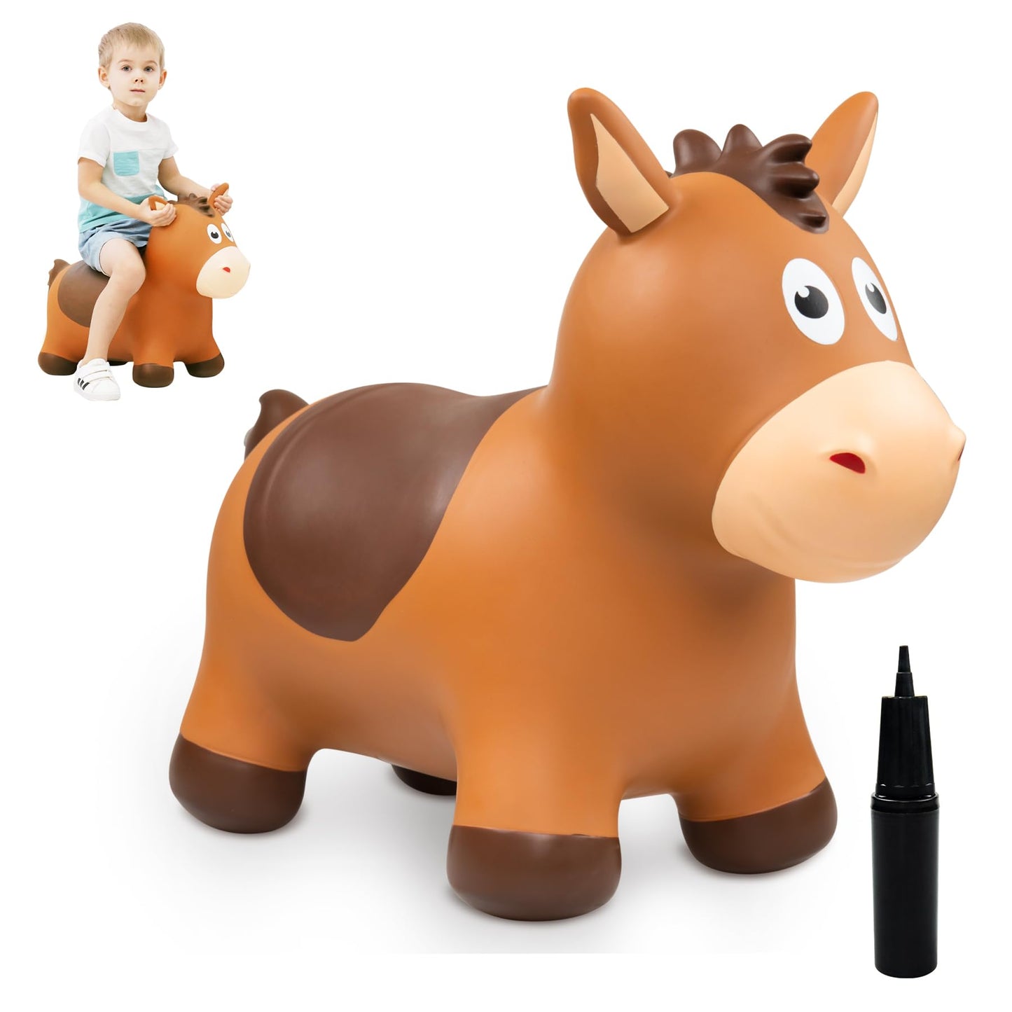 ZOOJOY Bouncy Horse Hopping Toy for Toddlers – Inflatable Ride-On for Indoor & Outdoor Play