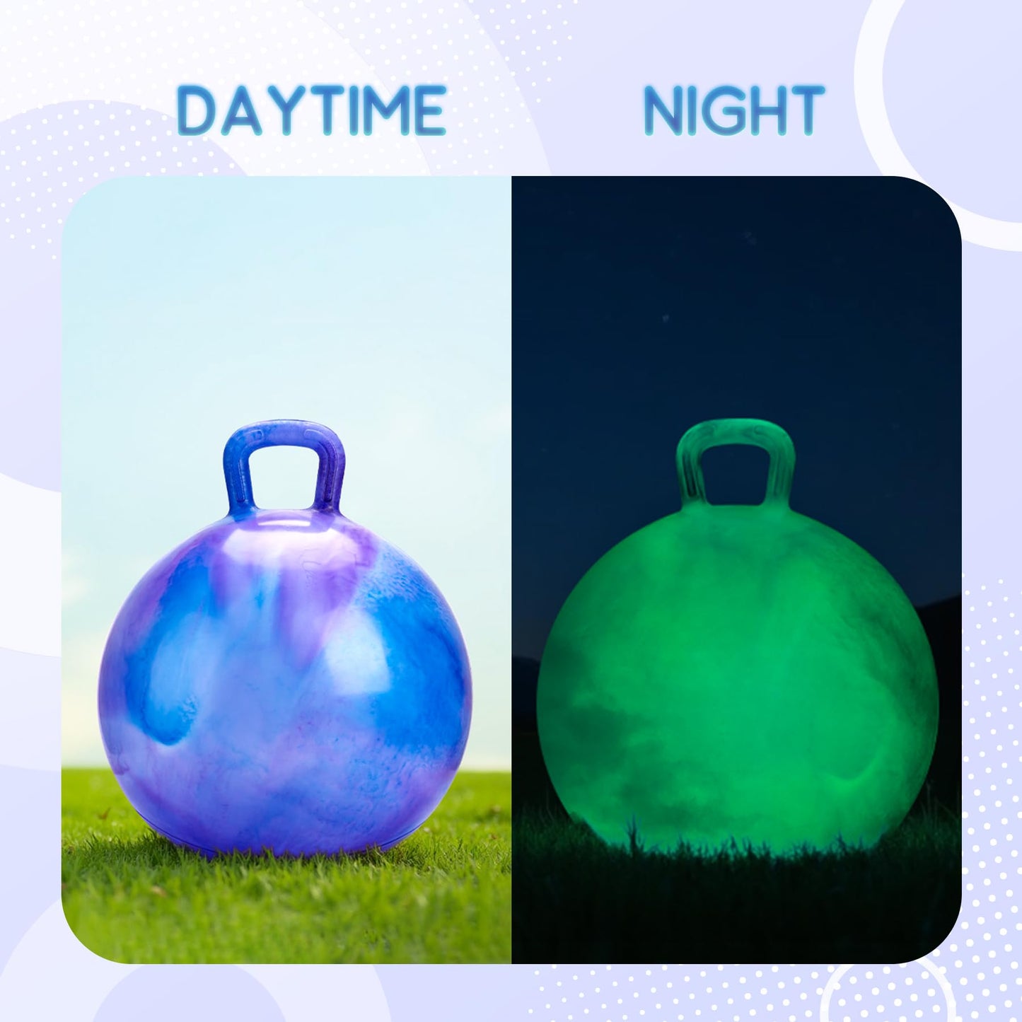 ZOOJOY Glow-in-the-Dark Hopper Ball for Kids | 18-Inch Light Up Bouncy Ball with Handle