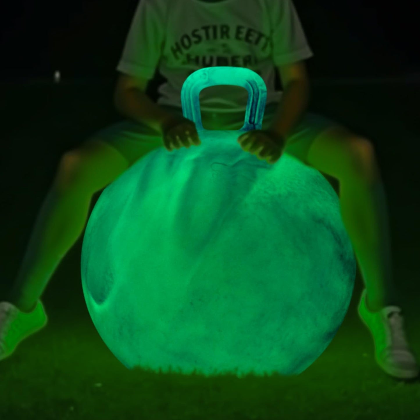 ZOOJOY Glow-in-the-Dark Hopper Ball for Kids | 18-Inch Light Up Bouncy Ball with Handle