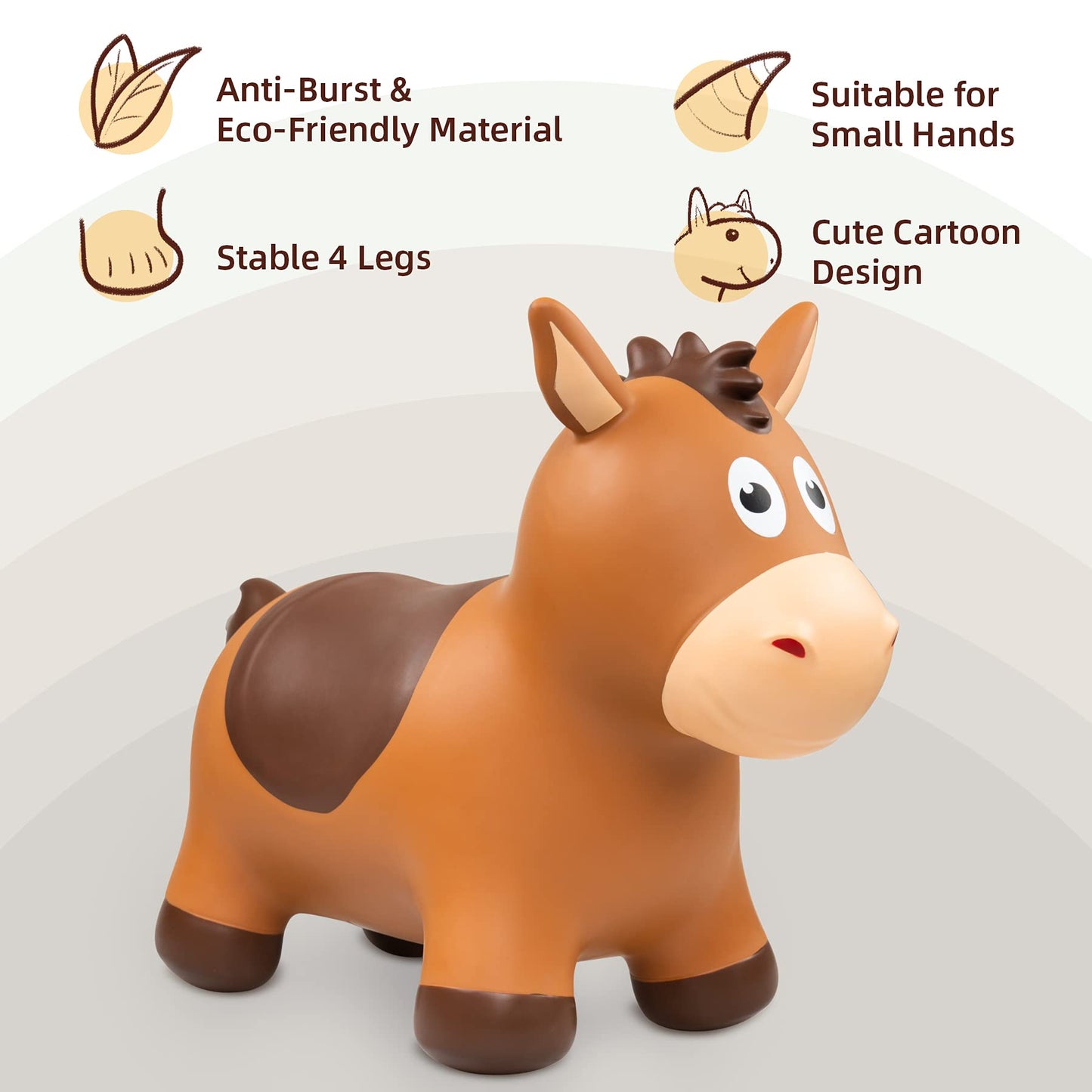 ZOOJOY Bouncy Horse Hopping Toy for Toddlers – Inflatable Ride-On for Indoor & Outdoor Play