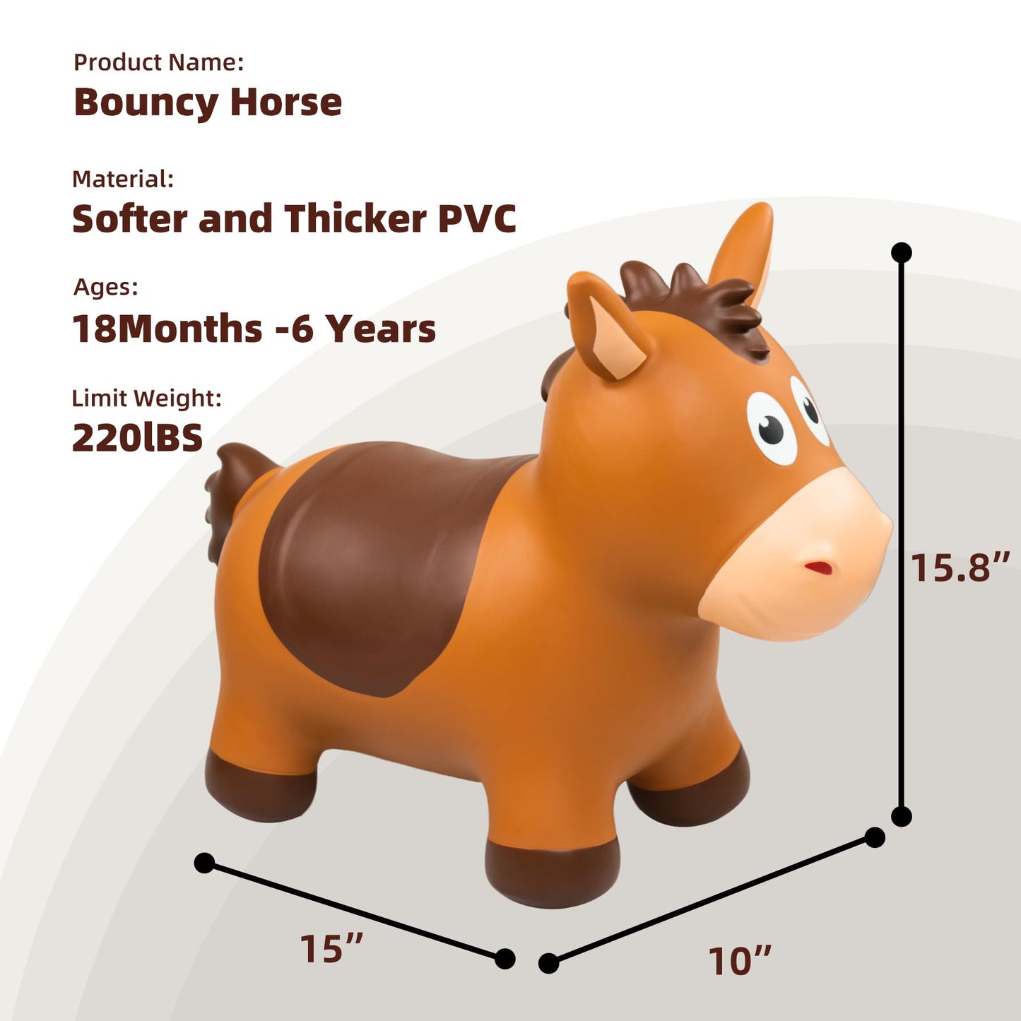 ZOOJOY Bouncy Horse Hopping Toy for Toddlers – Inflatable Ride-On for Indoor & Outdoor Play