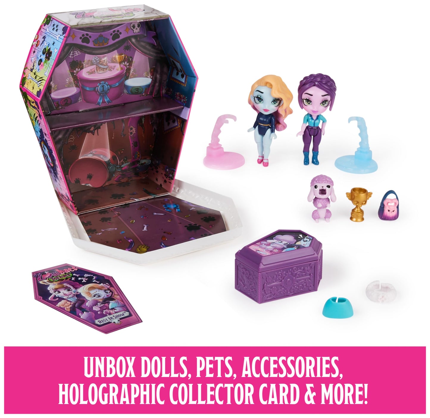 Zombaes Forever Wild Vibes Rest in Show Deluxe Set – 2 Exclusive 3.5-Inch Dolls & 2 Pets
