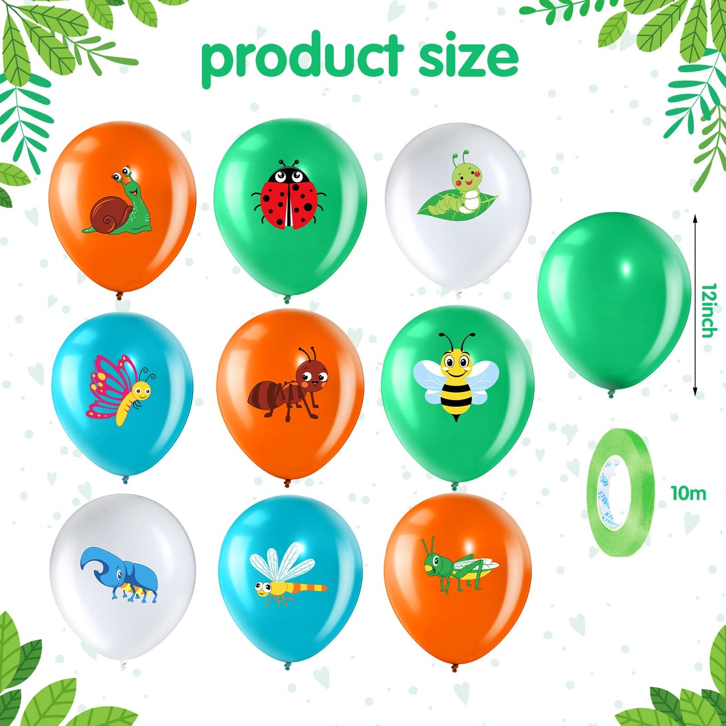 Zomiboo 50 Pack Spring Summer Bug Balloons – 12-Inch Latex Insects Party Decor