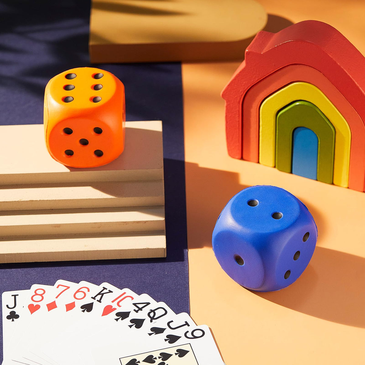 Zomiboo 2 Pcs 2.3-Inch Large Foam Dice – Jumbo Blue & Red for Classrooms & Parties