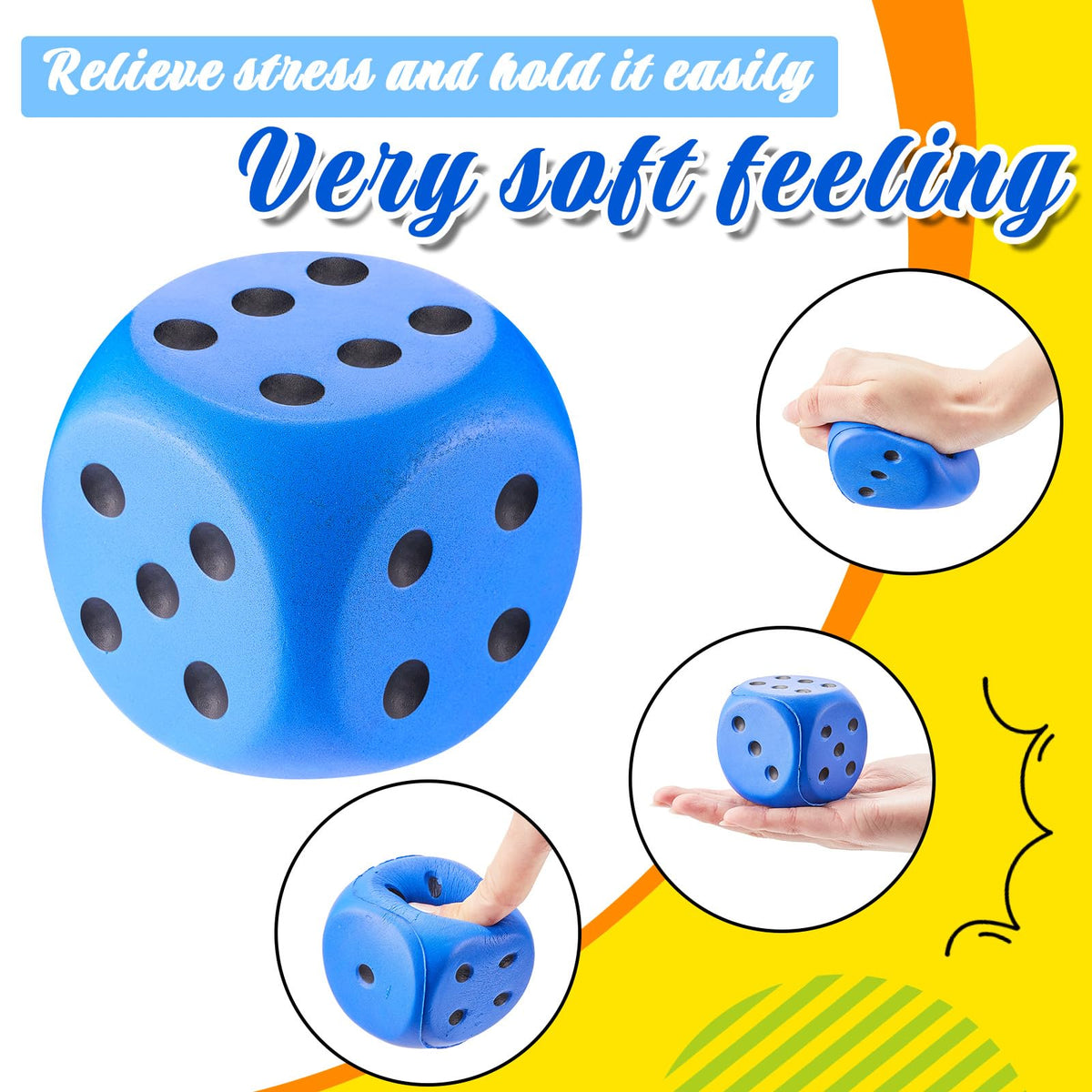 Zomiboo 2 Pcs 2.3-Inch Large Foam Dice – Jumbo Blue & Red for Classrooms & Parties