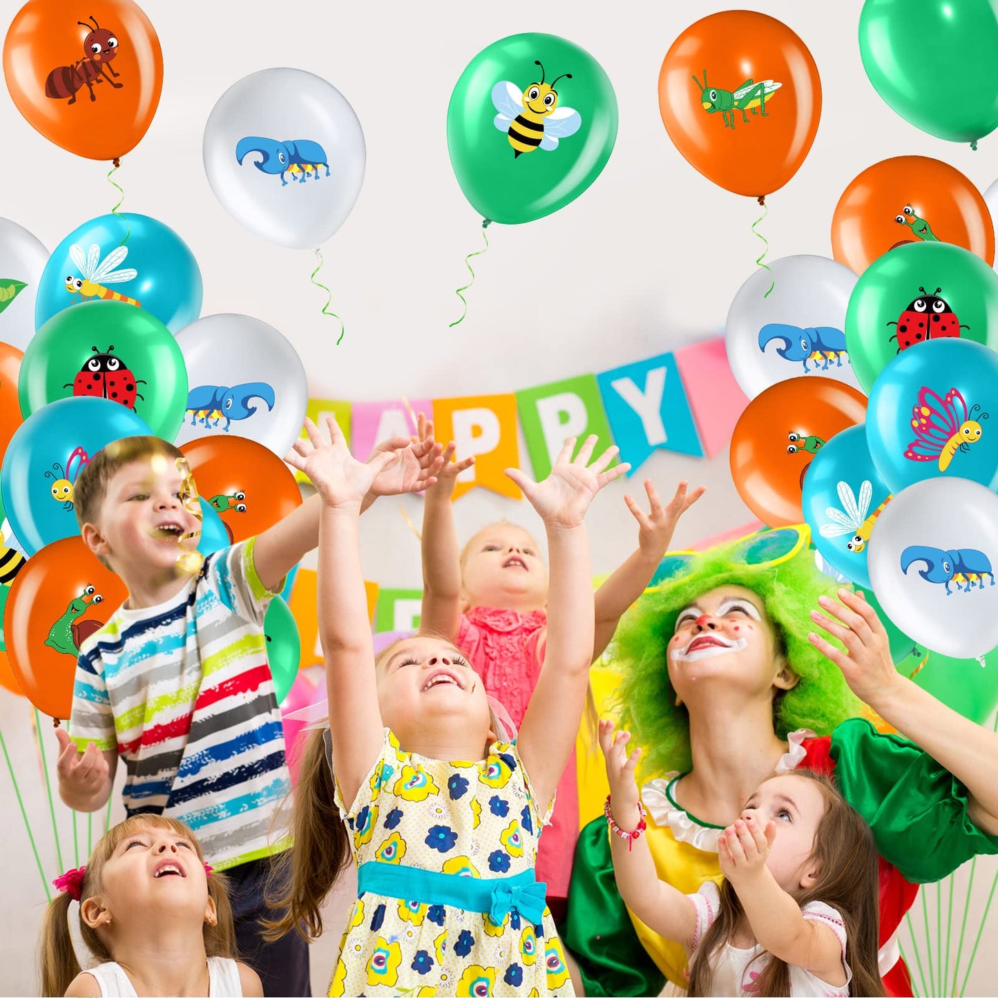 Zomiboo 50 Pack Spring Summer Bug Balloons – 12-Inch Latex Insects Party Decor
