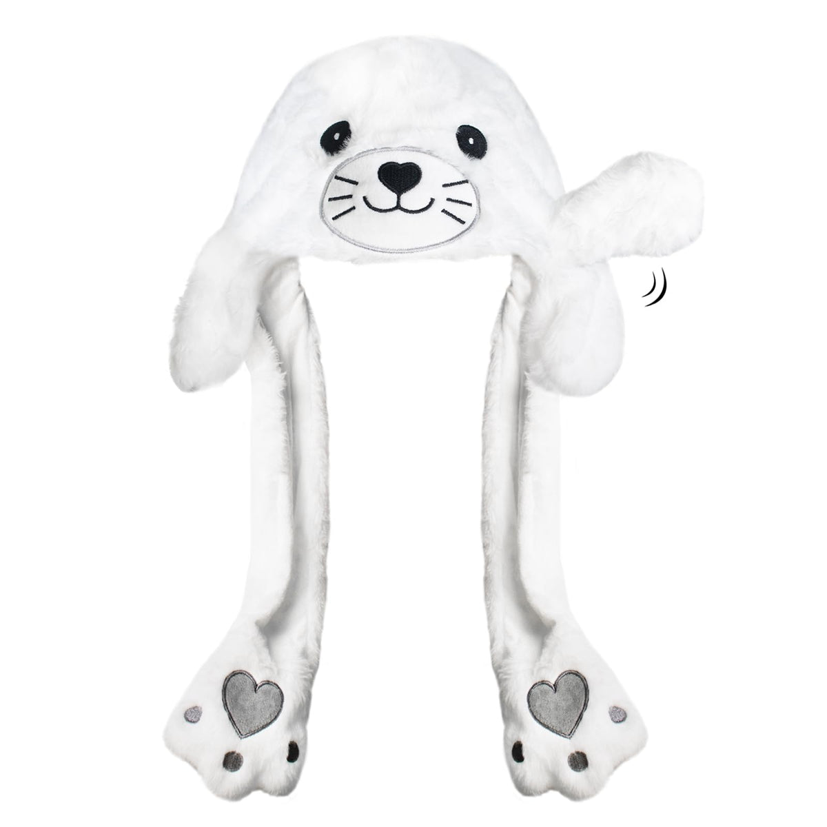 ZONESTA Plush Ear Moving Hat | Cute Fluffy Seal Hat for Kids & Adults
