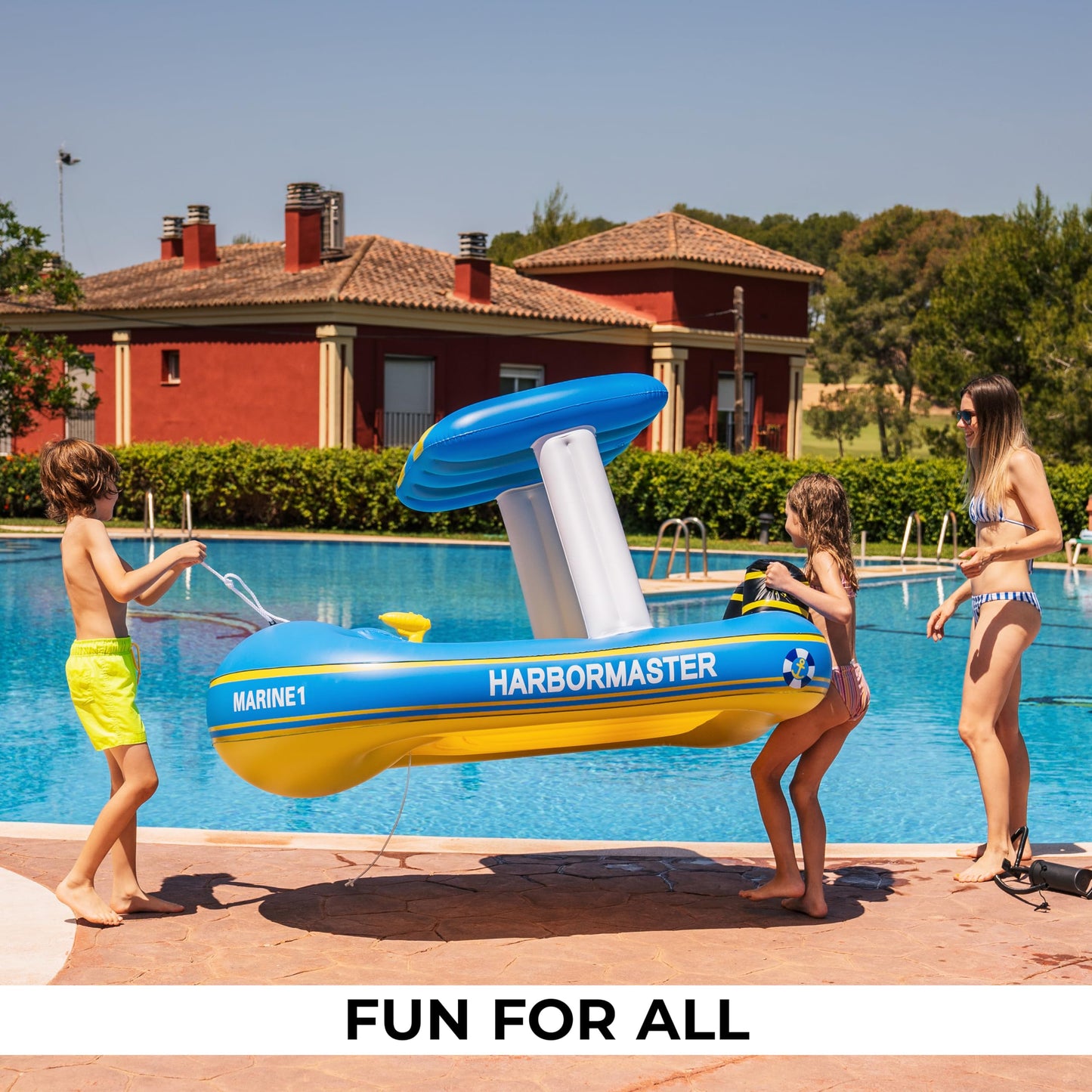 Zone Tech Harbor Master Inflatable Patrol Boat – Pool Float Ride-on with Water Squirter