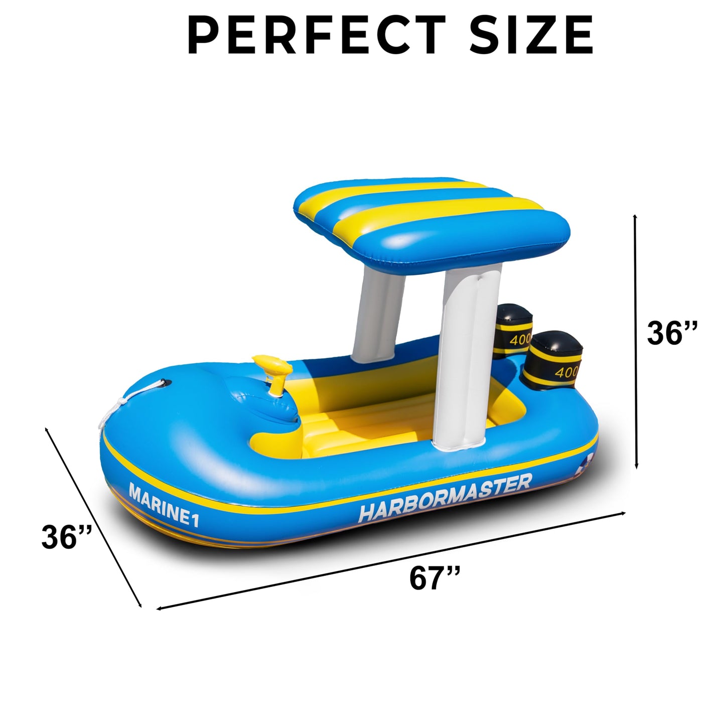 Zone Tech Harbor Master Inflatable Patrol Boat – Pool Float Ride-on with Water Squirter