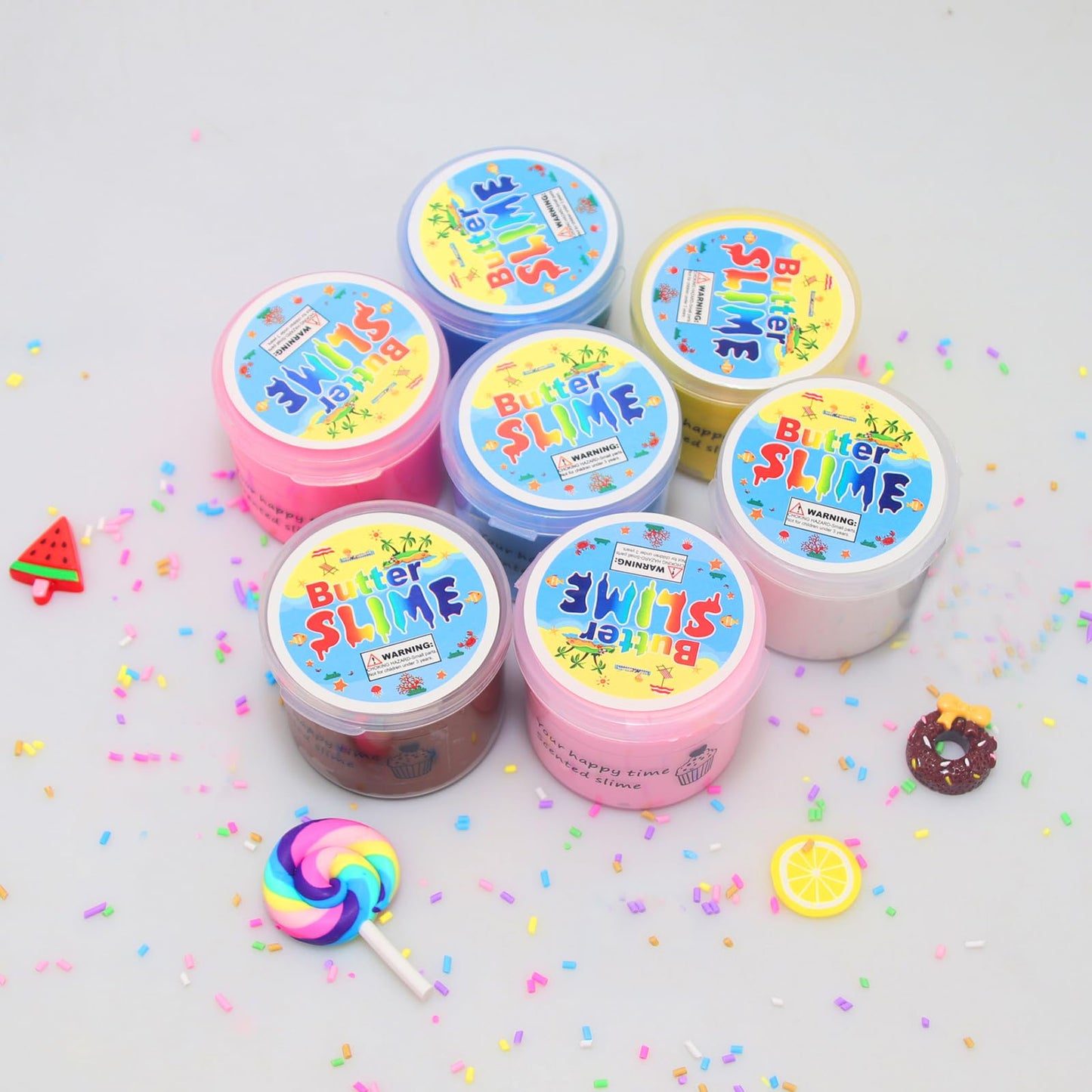 ZONEWAY 7-Pack Cake Butter Slime Kits – Soft, Non-Sticky Slime for Kids