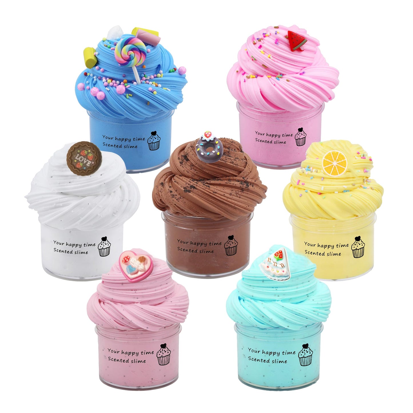 ZONEWAY 7-Pack Cake Butter Slime Kits – Soft, Non-Sticky Slime for Kids