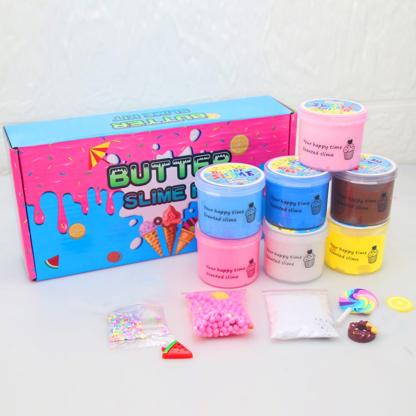 ZONEWAY 7-Pack Cake Butter Slime Kits – Soft, Non-Sticky Slime for Kids