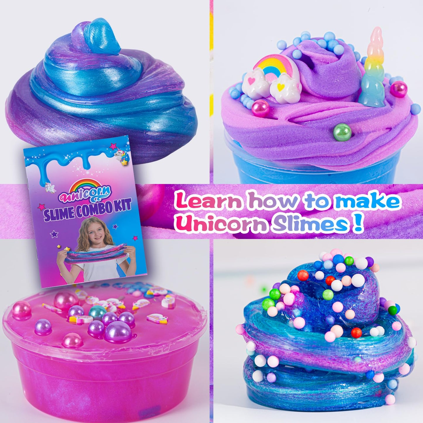 ZOnFRTO Mini Unicorn Slime Kit — Glimmer Crunchy, Butter & Galaxy Slimes for Kids 6-12