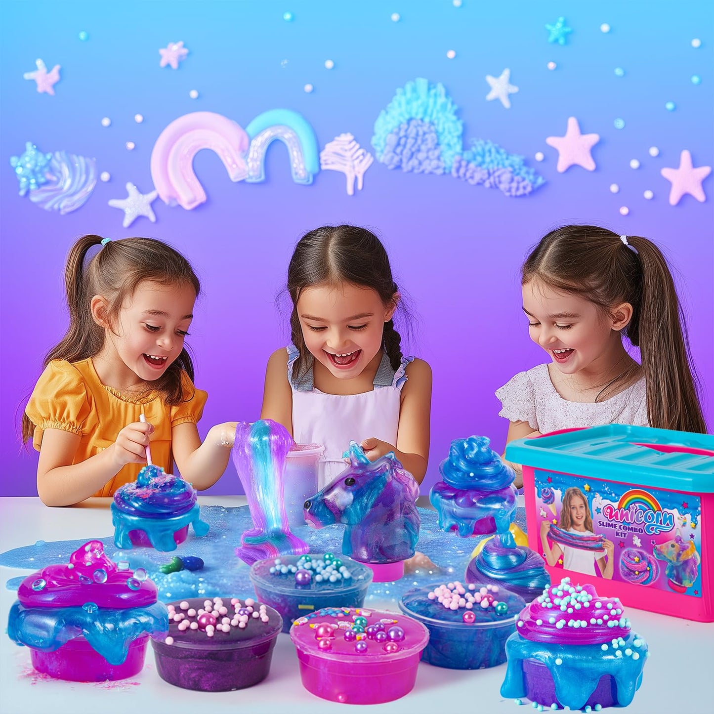 ZOnFRTO Mini Unicorn Slime Kit — Glimmer Crunchy, Butter & Galaxy Slimes for Kids 6-12