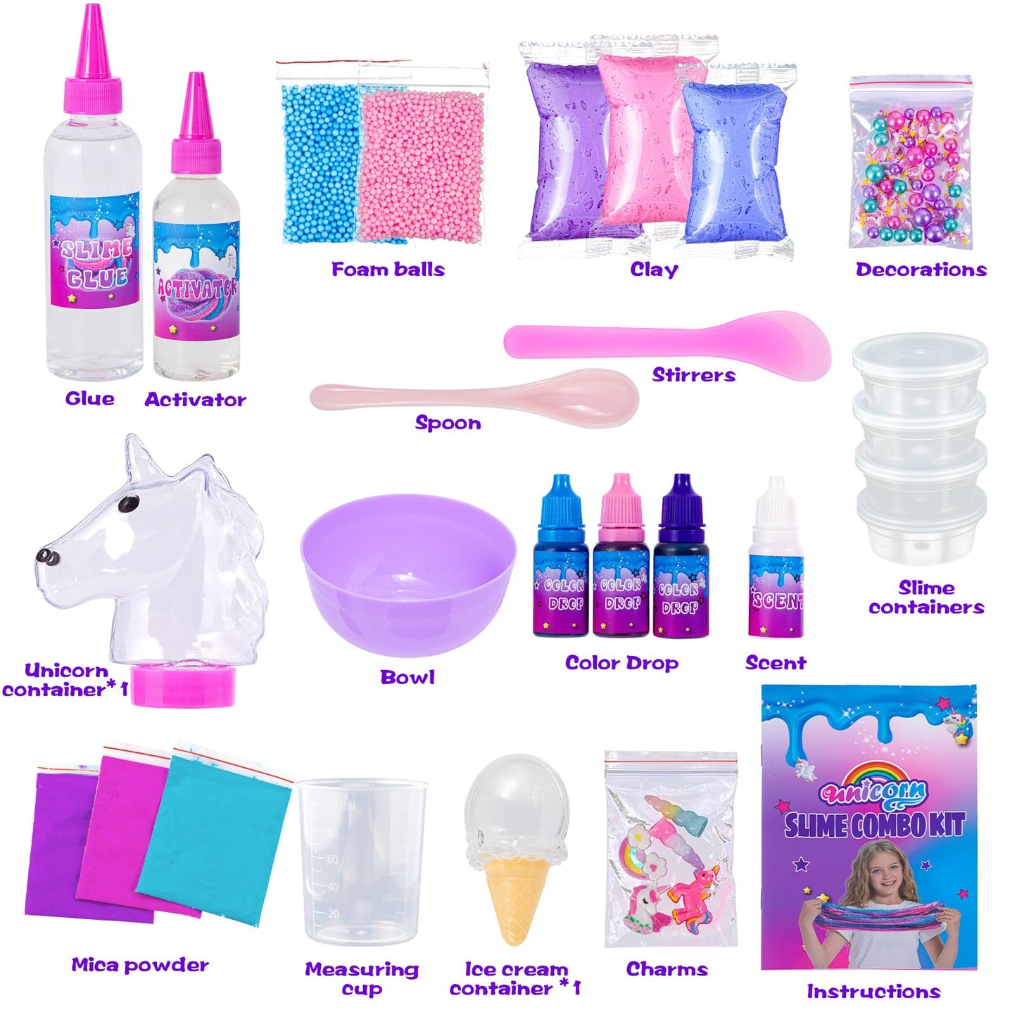 ZOnFRTO Mini Unicorn Slime Kit — Glimmer Crunchy, Butter & Galaxy Slimes for Kids 6-12