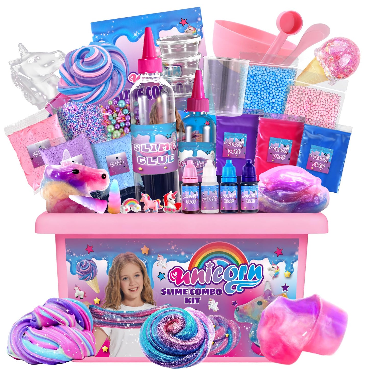ZOnFRTO Mini Unicorn Slime Kit — Glimmer Crunchy, Butter & Galaxy Slimes for Kids 6-12