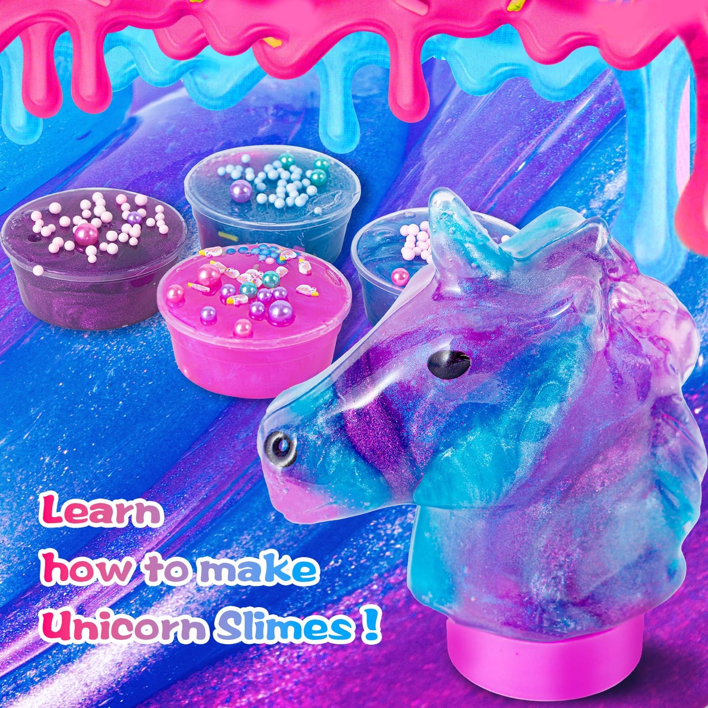ZOnFRTO Mini Unicorn Slime Kit — Glimmer Crunchy, Butter & Galaxy Slimes for Kids 6-12