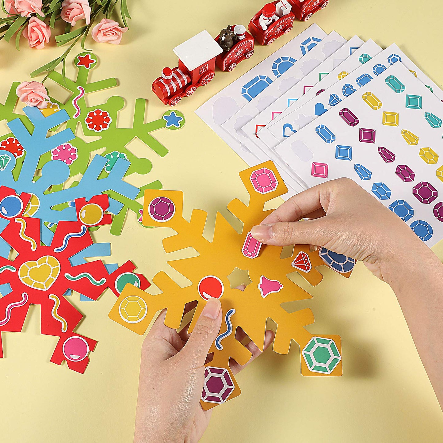Zonon 24-Piece Holiday Snowflake Craft Kit for Christmas Tree & Home – Bright Colors