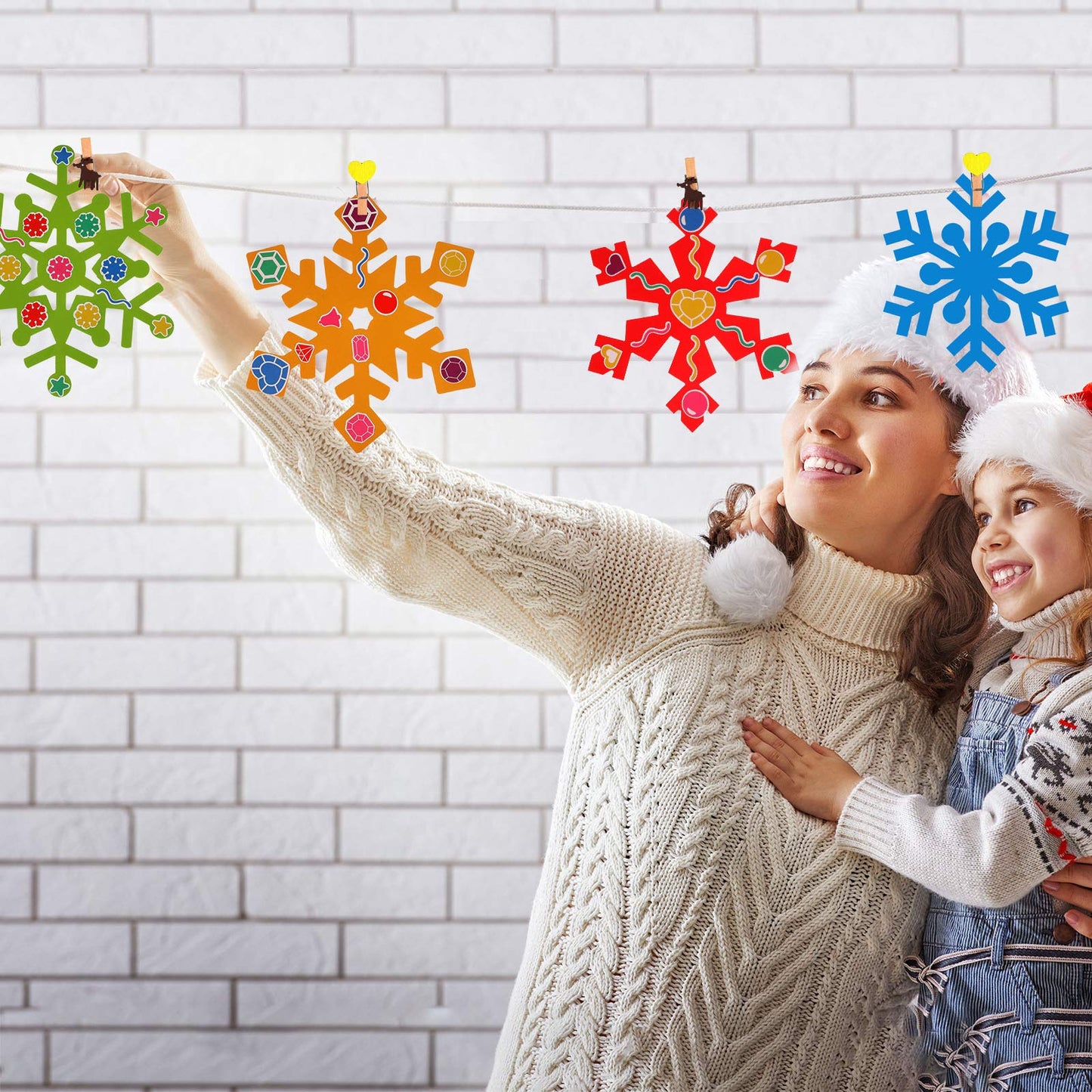 Zonon 24-Piece Holiday Snowflake Craft Kit for Christmas Tree & Home – Bright Colors