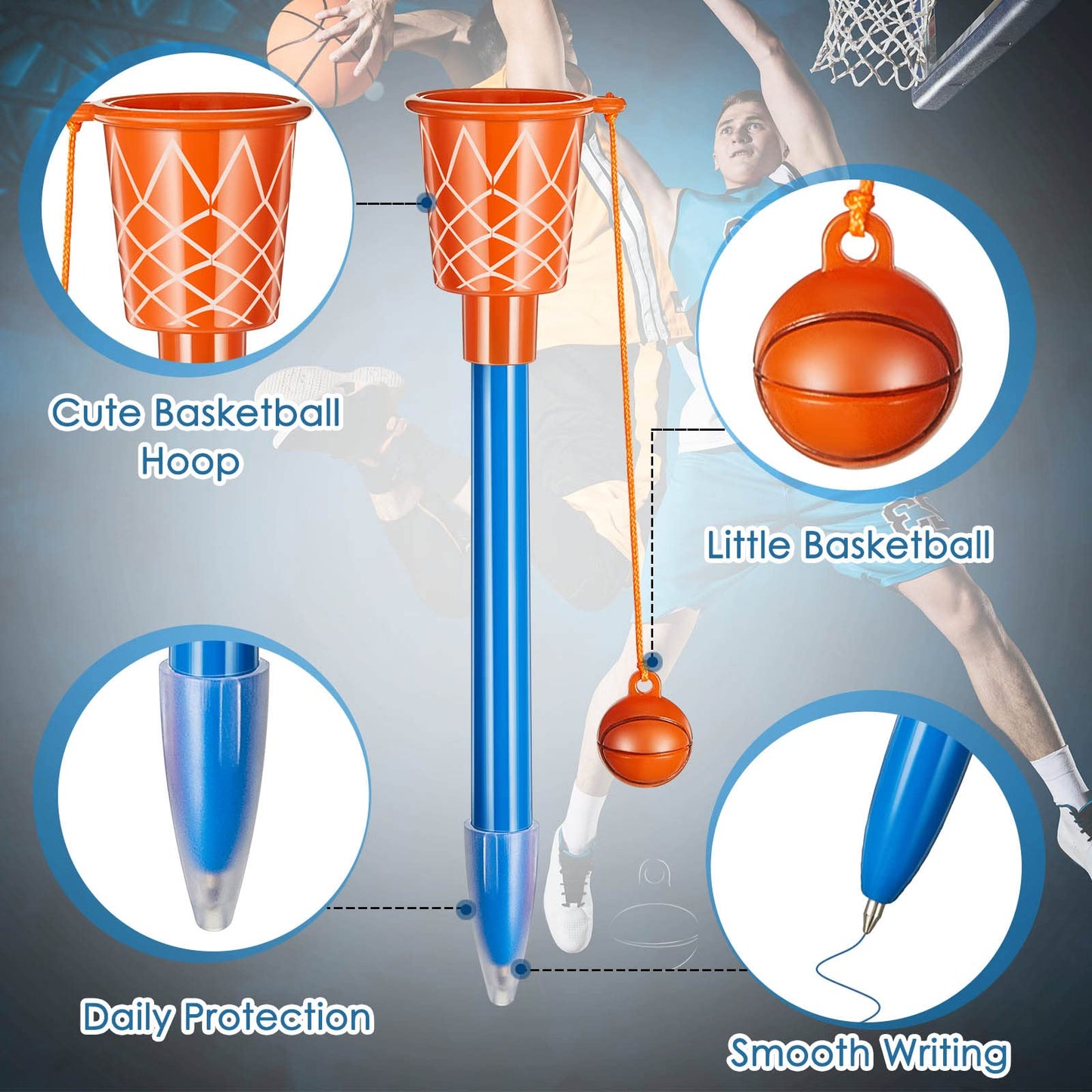 Zonon 32 Pieces Basketball Hoop Pens – 0.7mm Novelty Pens for Sports Parties
