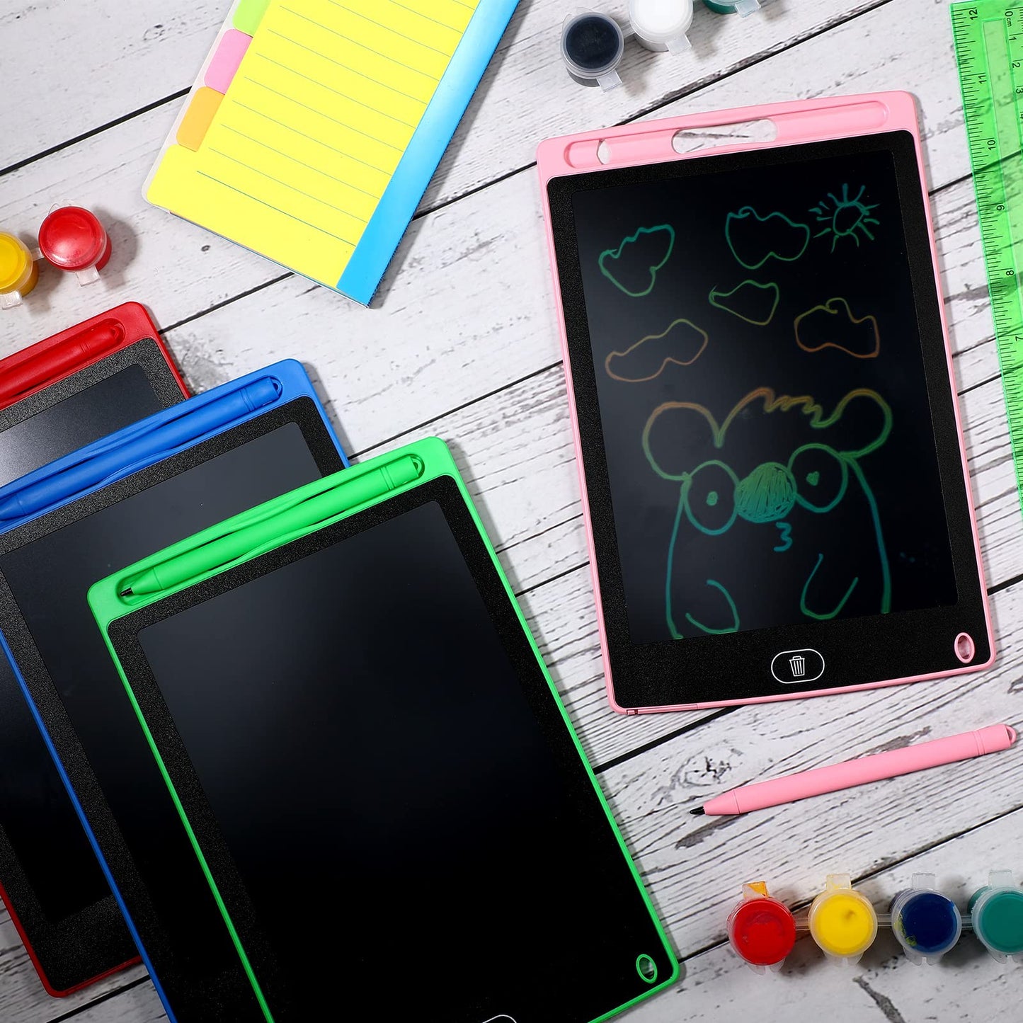 Zonon 4 Pcs LCD Writing Tablet 8.5 Inch – Doodle Board, Reusable Colorful Screen